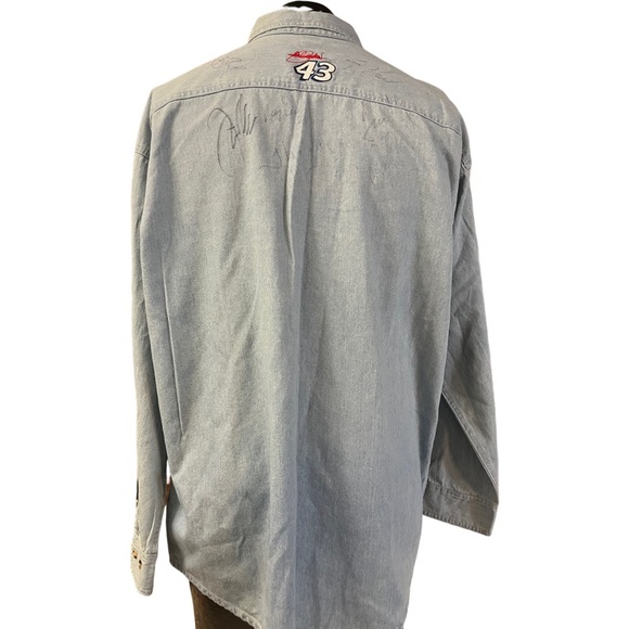 Ken Bouchard Signed Stp Racing Vintage NASCAR Button Up Denim Jean Shirt - Picture 2 of 12
